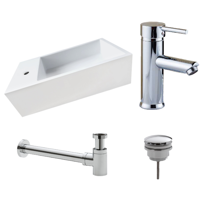Saniclear fonteinset alaska links met chromen kraan