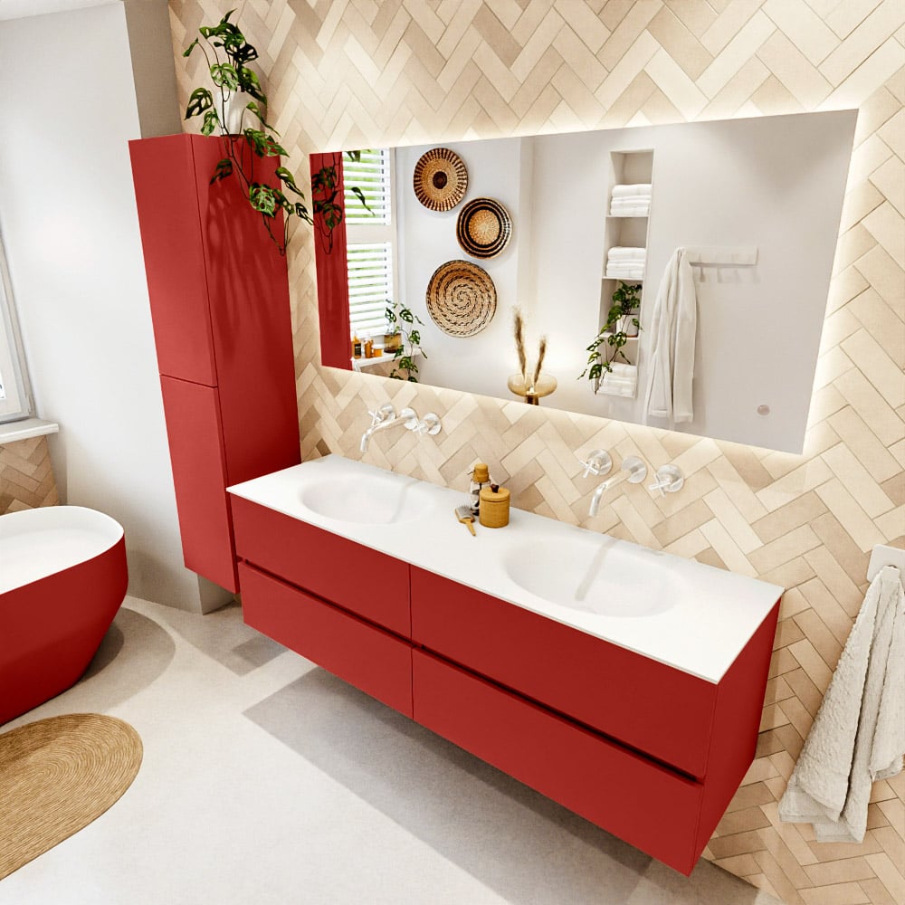 Mondiaz Vica badmeubel 160cm fire 4 lades met wastafel moon dubbel zonder kraangat