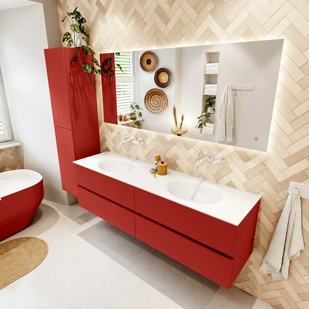 Mondiaz Vica badmeubel 170cm fire 4 lades met wastafel moon dubbel zonder kraangat