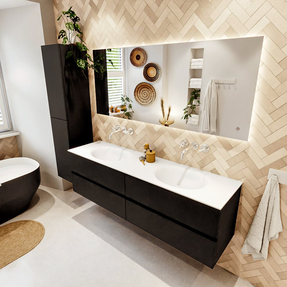 Mondiaz Vica badmeubel 170cm urban 4 lades met wastafel moon dubbel zonder kraangat