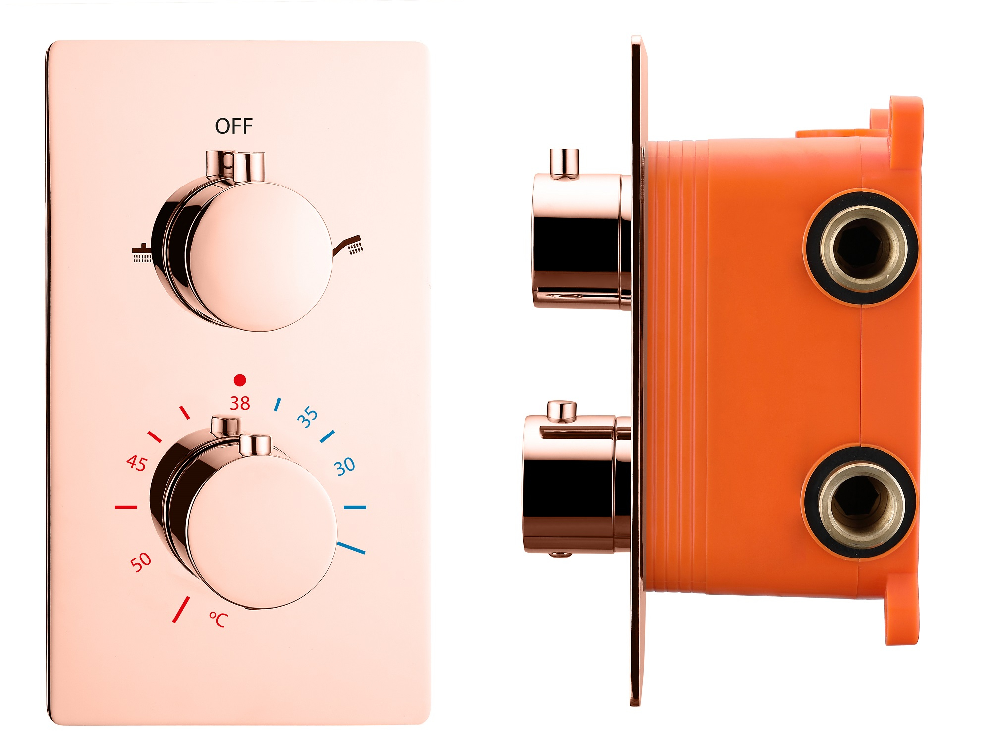 Best Design Lyon 2-weg inbouw thermostaat met inbouwbox Rosé goud