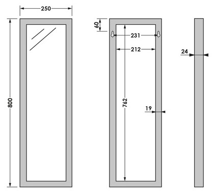 Brauer Onyx rechthoekige spiegel 25x80cm RVS geborsteld