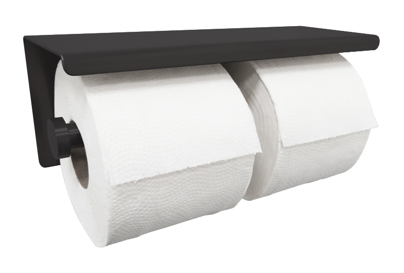 Mueller dubbele toiletrolhouder met planchet 304-RVS mat zwart