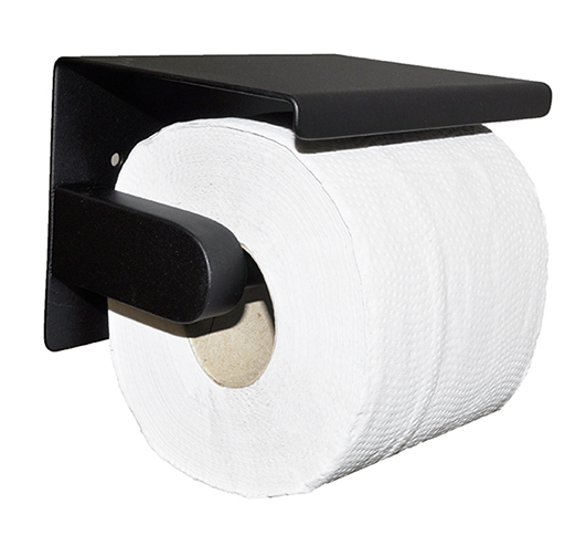 Mueller toiletrolhouder met planchet 304-RVS mat zwart