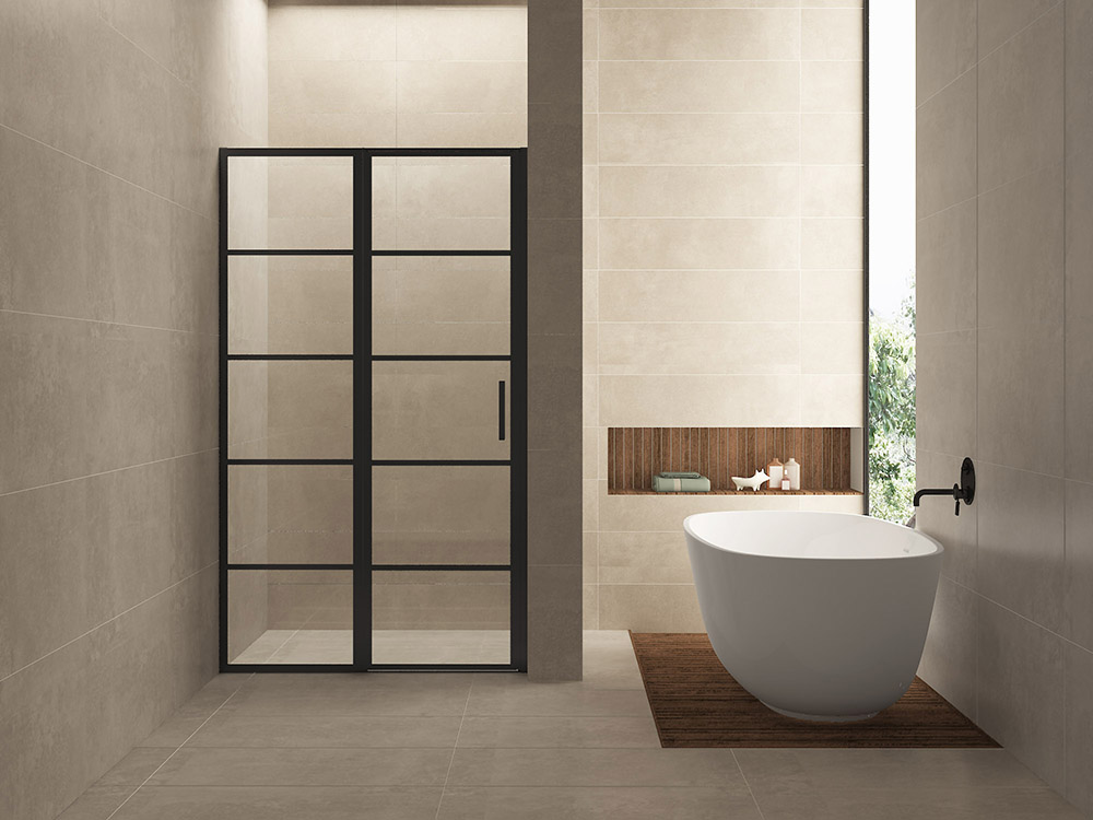 Mueller Skyline nisdeur met vaste wand 80x200 mat zwart anti-kalk