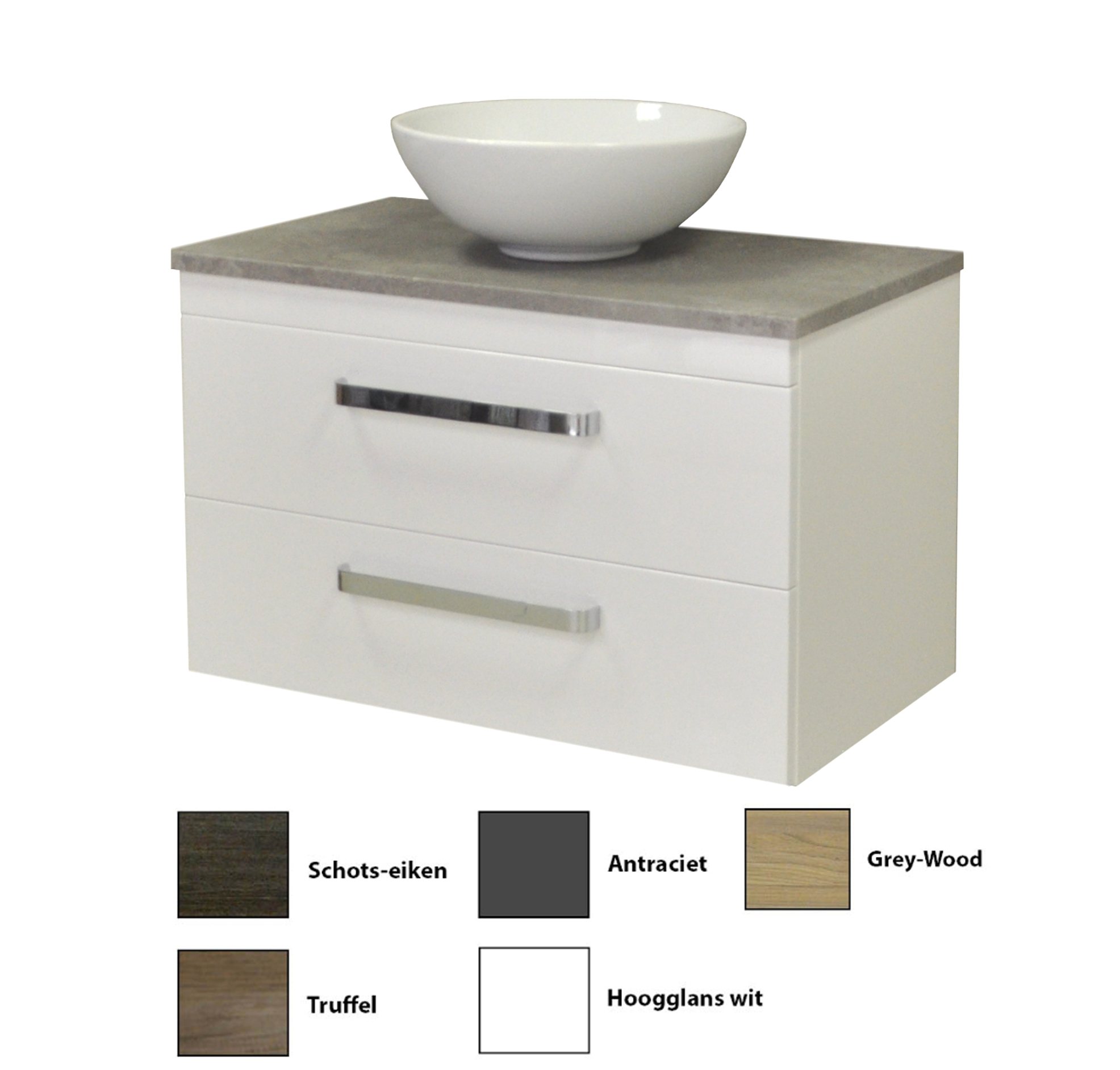 Sanicare Q11 badkamermeubel met grey-stone topblad 80 cm antraciet