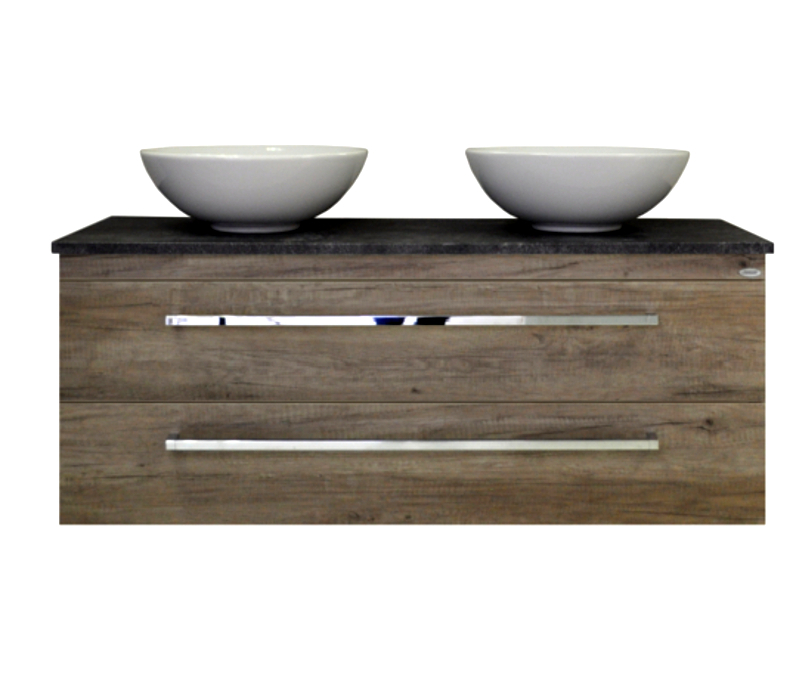 Sanicare Q12 badkamermeubel met black-stone topblad 120 cm truffel