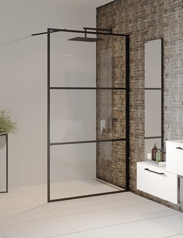 Riho Grid Gb400 inloopdouche 90x200cm met zwarte profielen 6mm