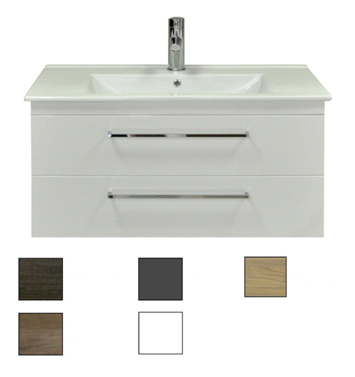 Sanicare Q6 badkamermeubel met 2 laden 100 cm grey-wood