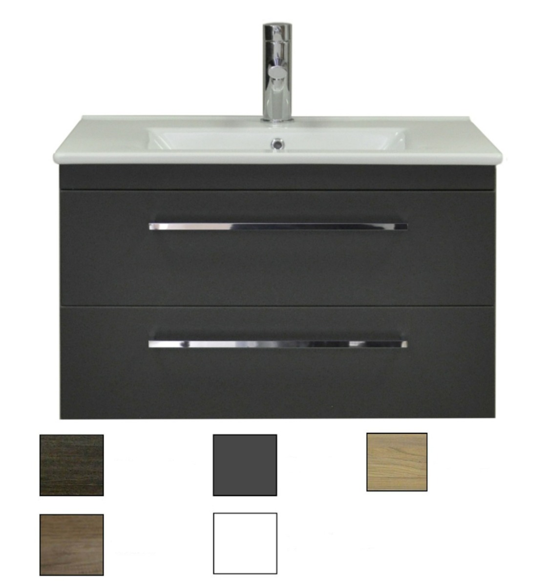 Sanicare Q6 badkamermeubel met 2 laden 80 cm hoogglans wit