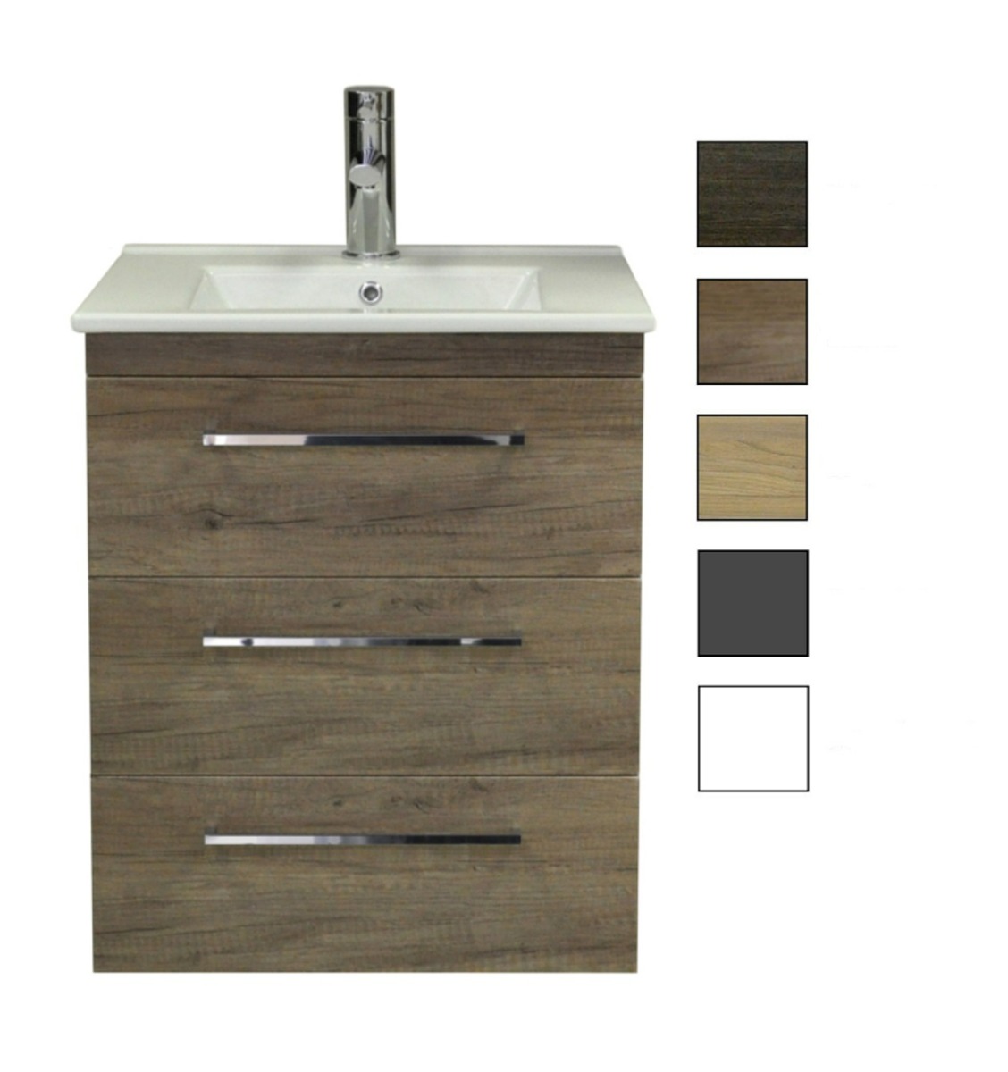 Sanicare Q6 badkamermeubel met 3 laden 60 cm grey-wood