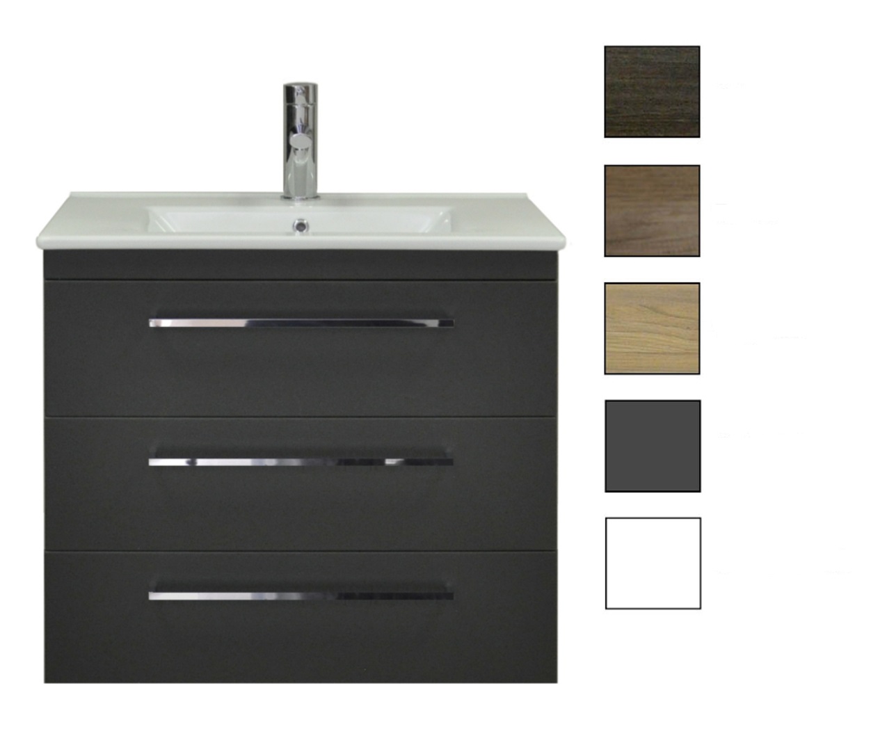 Sanicare Q6 badkamermeubel met 3 laden 80 cm antraciet