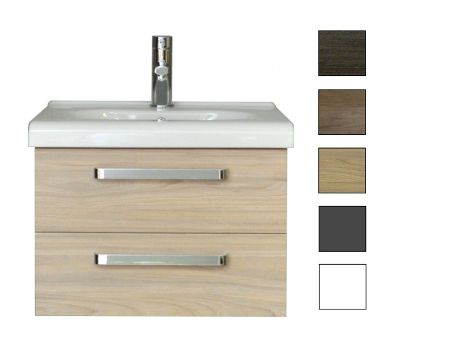 Sanicare Q9 badkamermeubel 2 laden 65 cm grey-wood