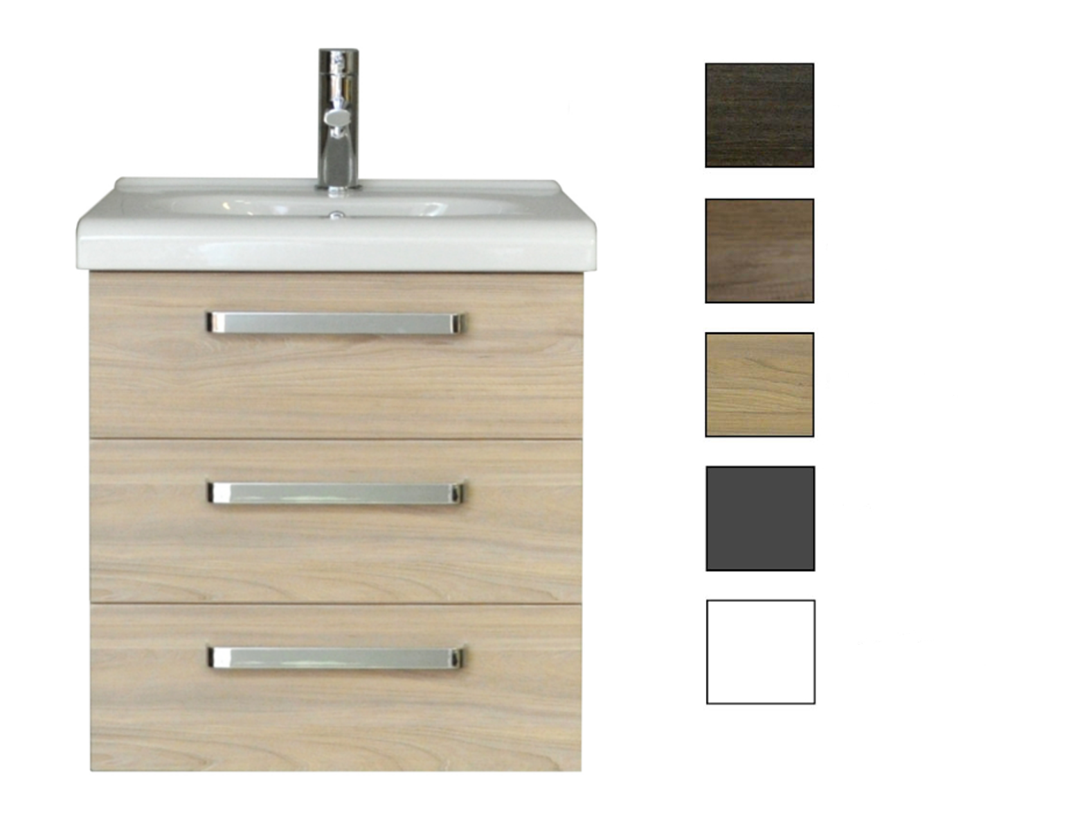 Sanicare Q9 badkamermeubel 3 laden 65 cm schots-eiken