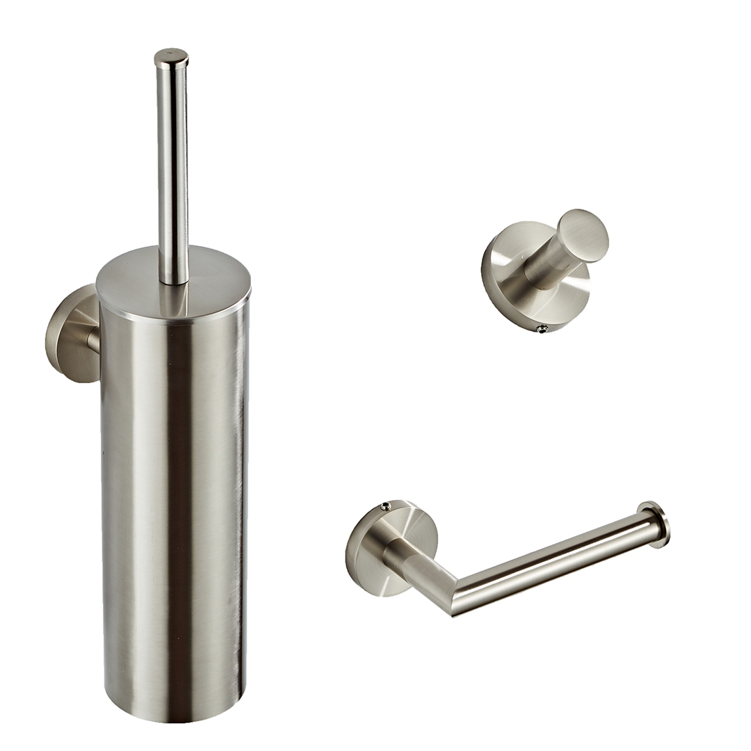 Saniclear Exclusive RVS toilet accessoire set incl toiletborstel, rolhouder en haak