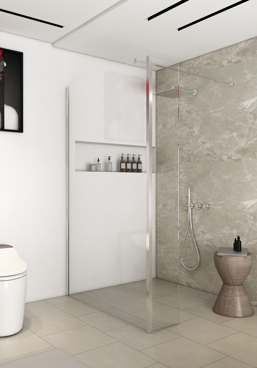 Saniclear Redro zijwand 30x200cm 8mm anti-kalk chroom