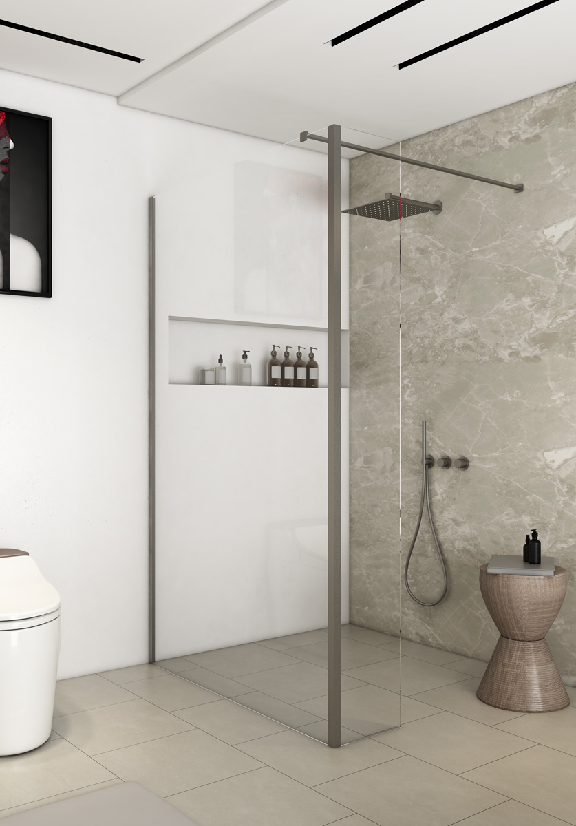 Saniclear Redro zijwand 40x200cm 8mm anti-kalk RVS