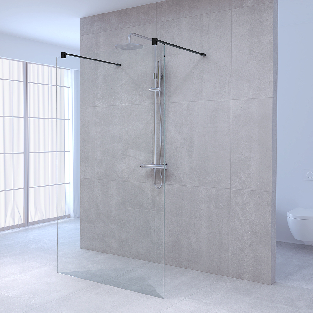 Brauer JC profielloze doorloopdouche 140cm zwart mat