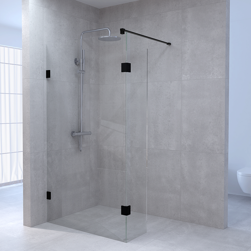 Brauer JC profielloze inloopdouche 130/40cm draaibaar zwart mat
