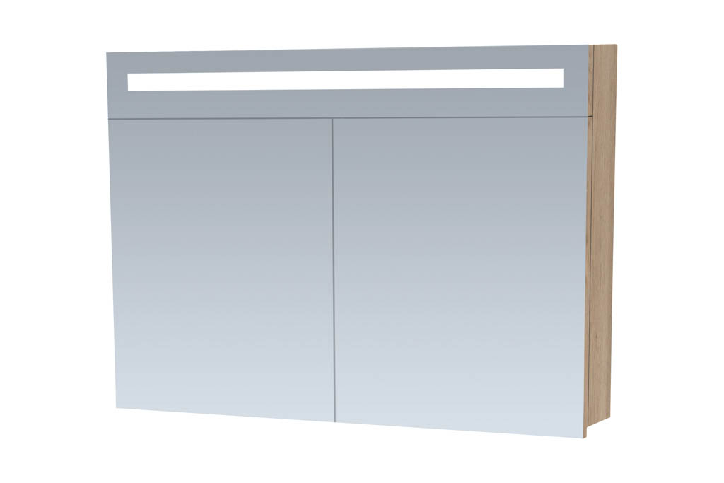 Brauer Promise spiegelkast 100cm met 2 deuren en verlichting eiken licht