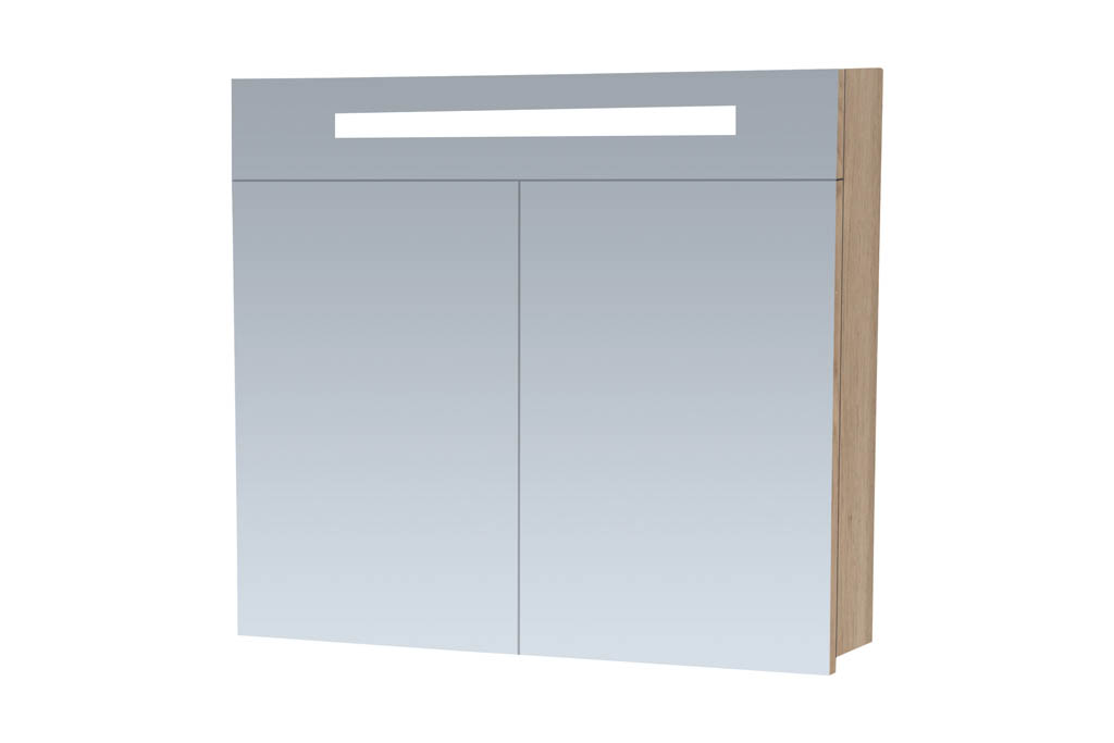 Brauer Promise spiegelkast 80cm met 2 deuren en verlichting eiken licht