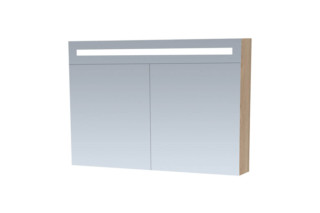 Brauer Promise Deluxe spiegelkast 100cm met 2 deuren en verlichting eiken licht