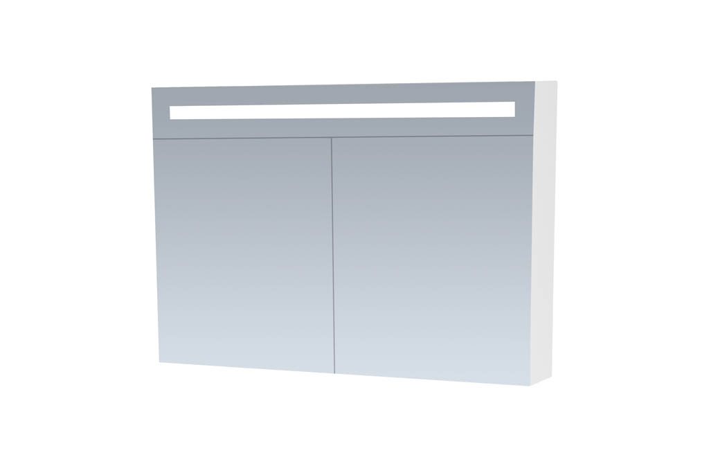 Brauer Promise Deluxe spiegelkast 100cm met 2 deuren en verlichting wit mat