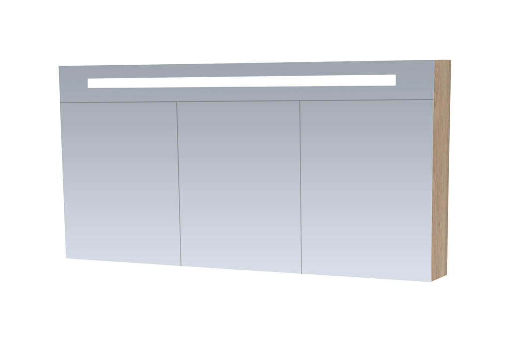 Brauer Promise Deluxe spiegelkast 140cm met 3 deuren en verlichting wit mat