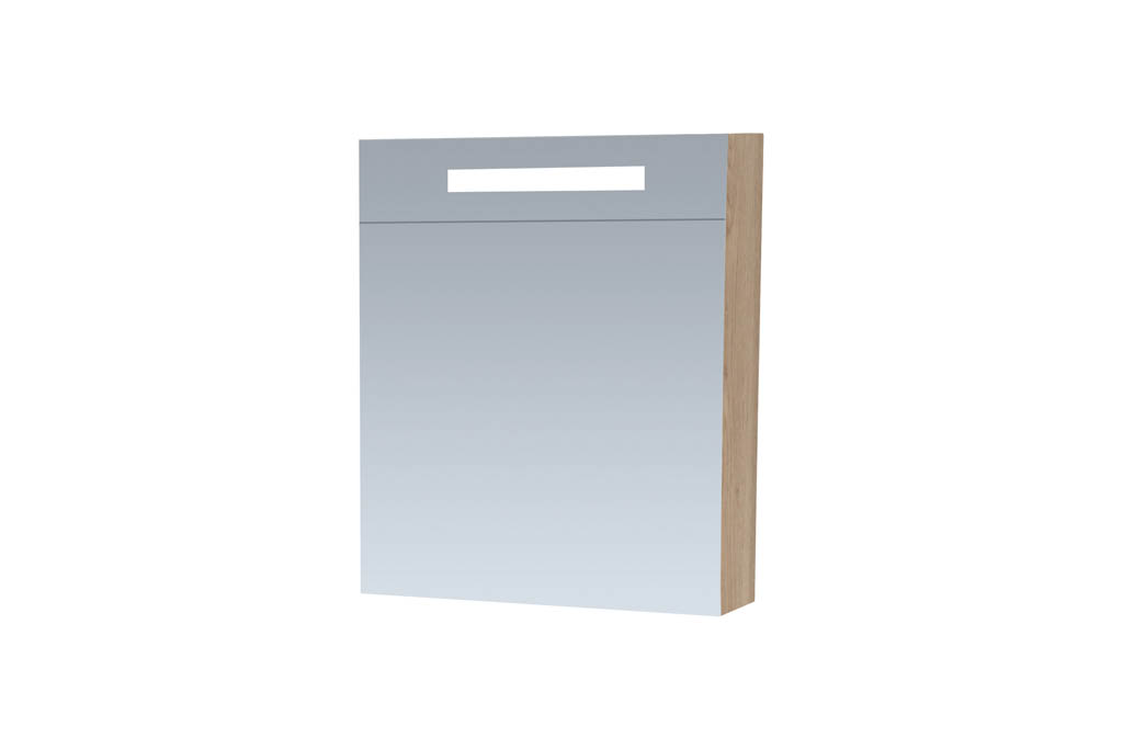 Brauer Promise Deluxe spiegelkast 60cm met rechtsdraaiende deur en verlichting eiken licht