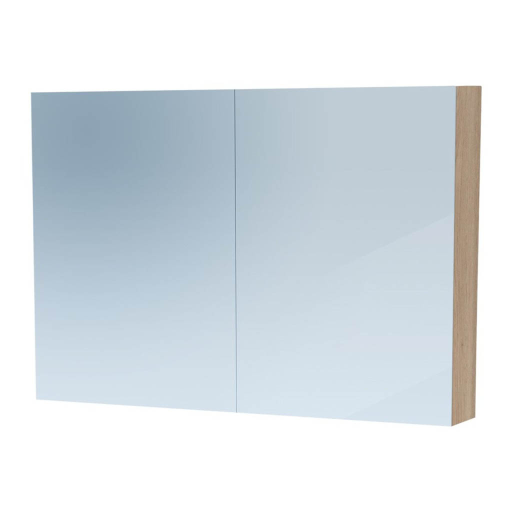 Brauer Impress Deluxe spiegelkast 100cm met 2 deuren en verlichting eiken licht