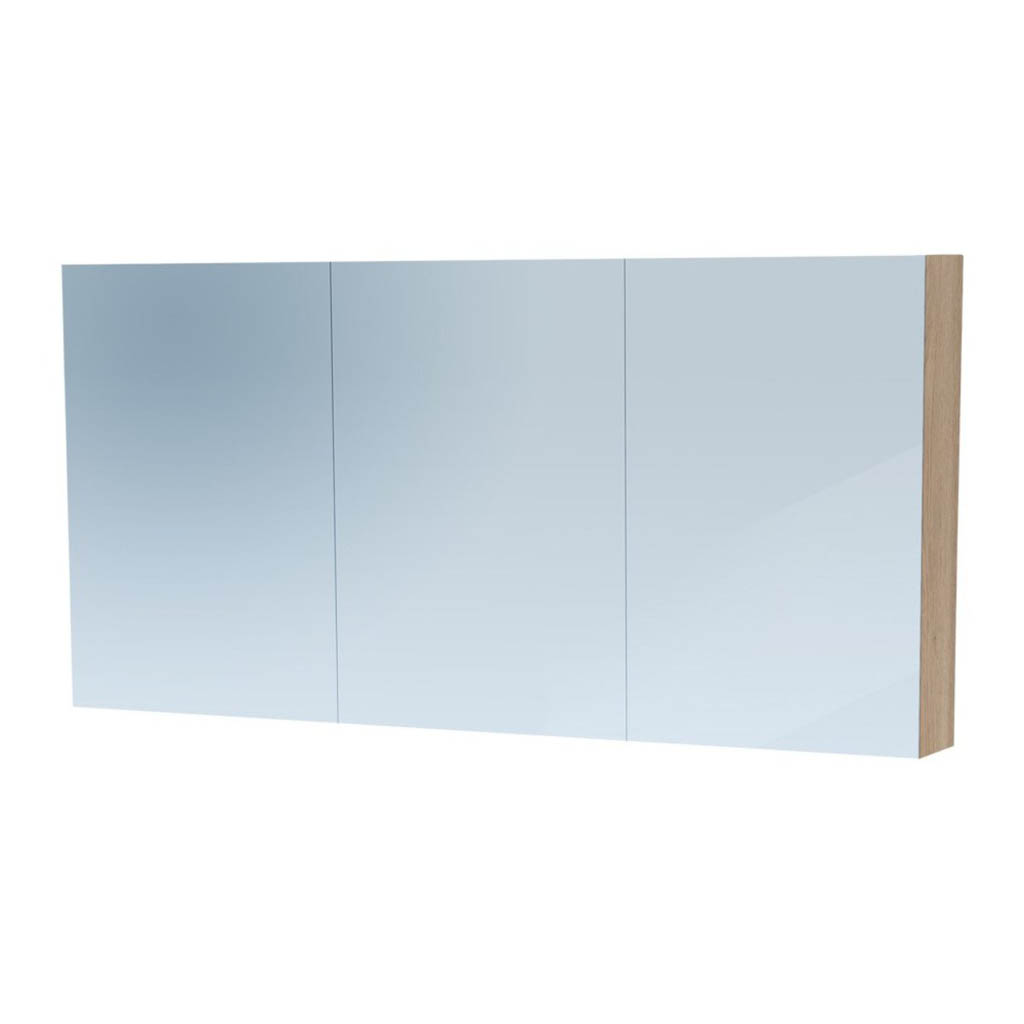 Brauer Impress Deluxe spiegelkast 140cm met 3 deuren en verlichting eiken licht