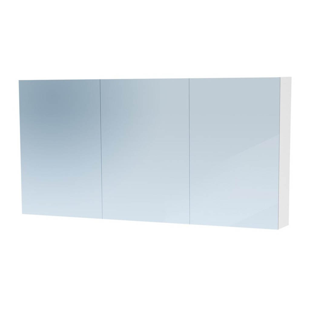 Brauer Impress Deluxe spiegelkast 140cm met 3 deuren en verlichting wit glans