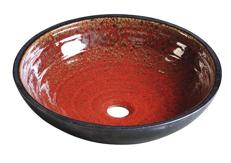 Sapho Attila keramische design waskom 42.5cm rood / zwart