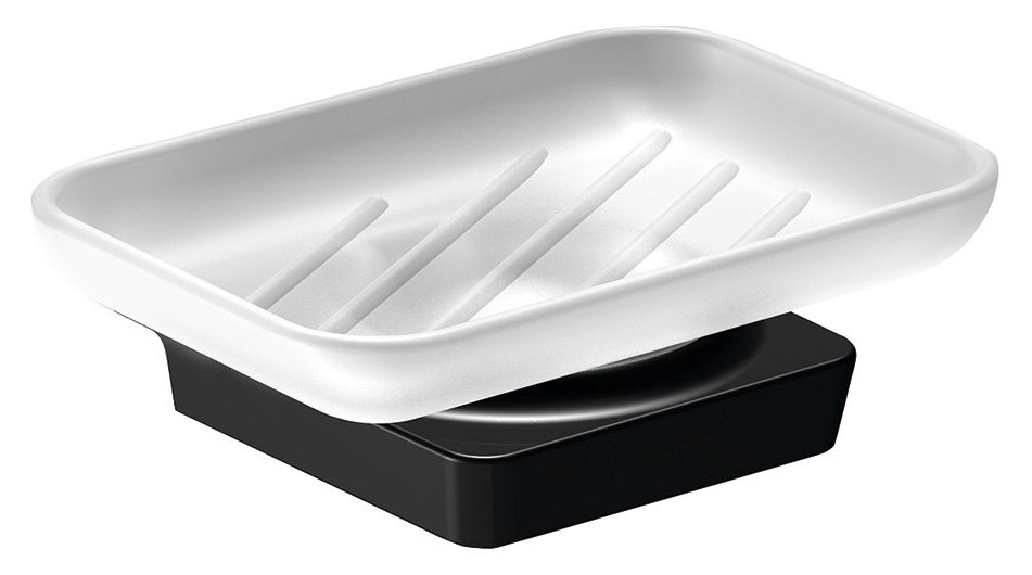 Sapho Zen Black zwarte zeephouder met matglas