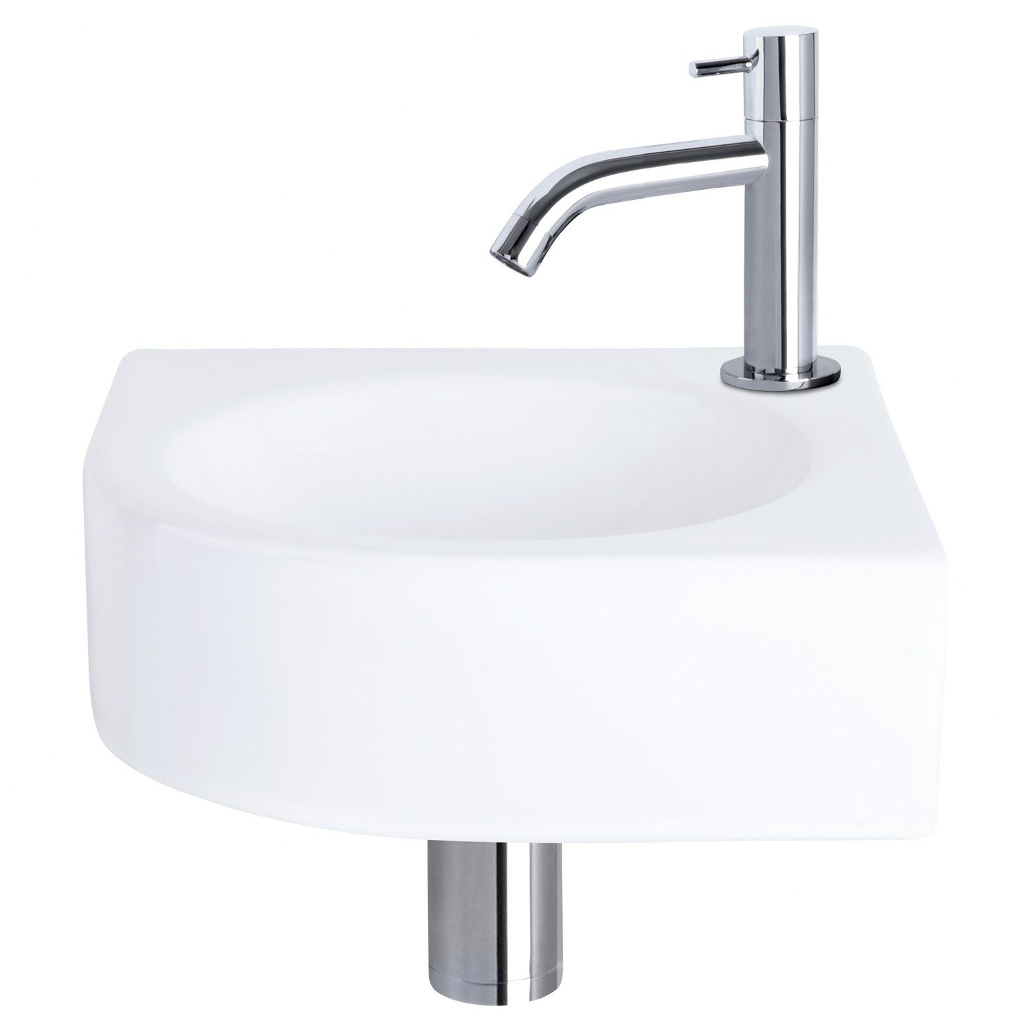 Differnz Differnz Cleo fonteinset keramiek - kraan gebogen chroom