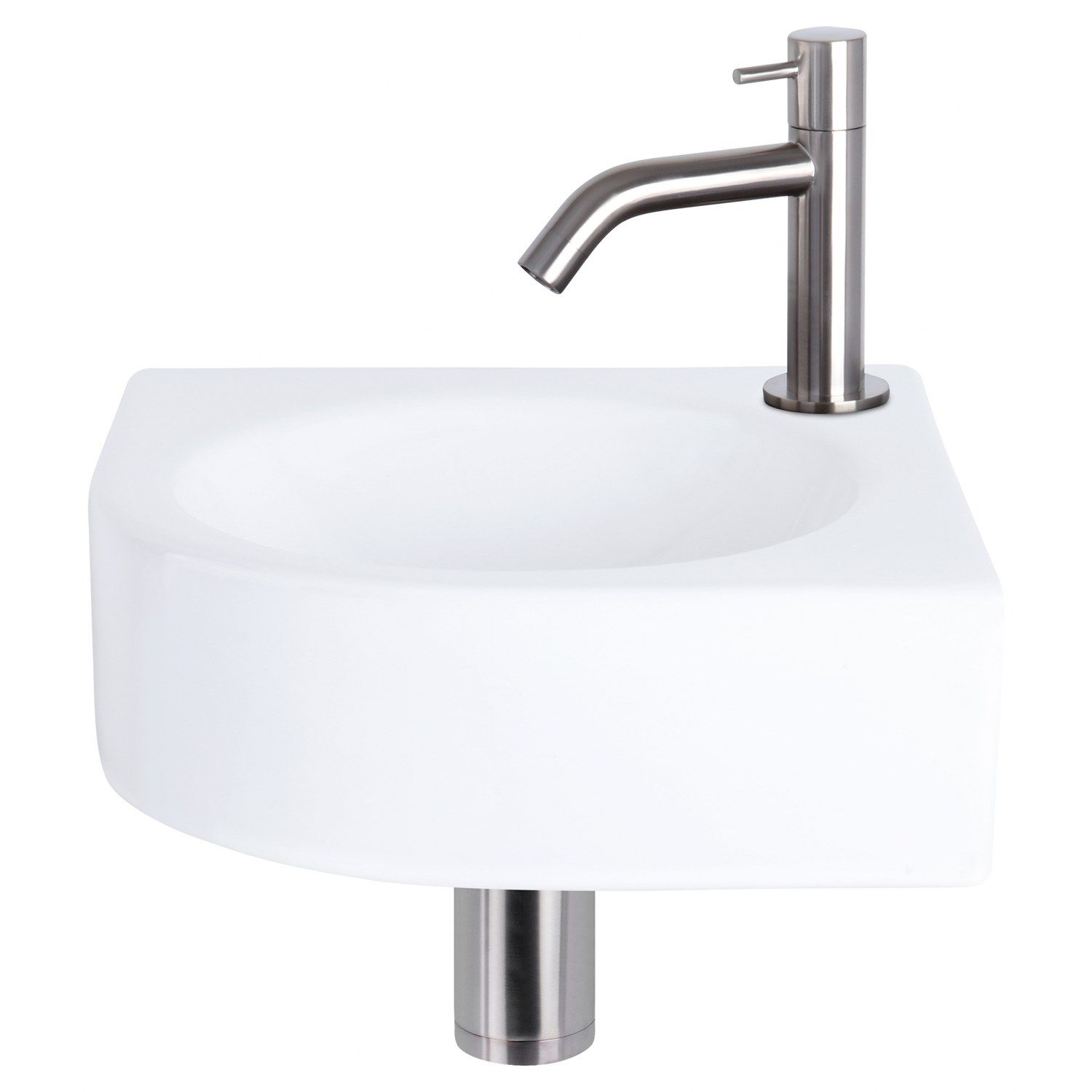 Differnz Differnz Cleo fonteinset keramiek - kraan gebogen mat chroom