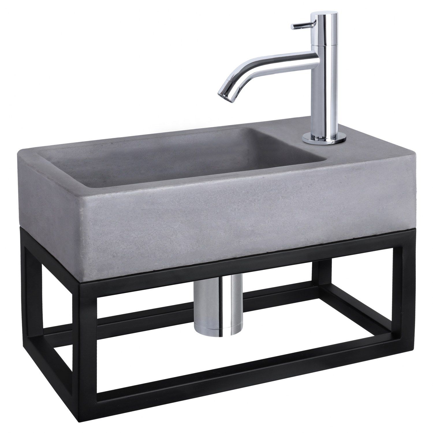 Differnz Differnz Force fonteinset beton donkergrijs - kraan gebogen - met handdoekrek chroom