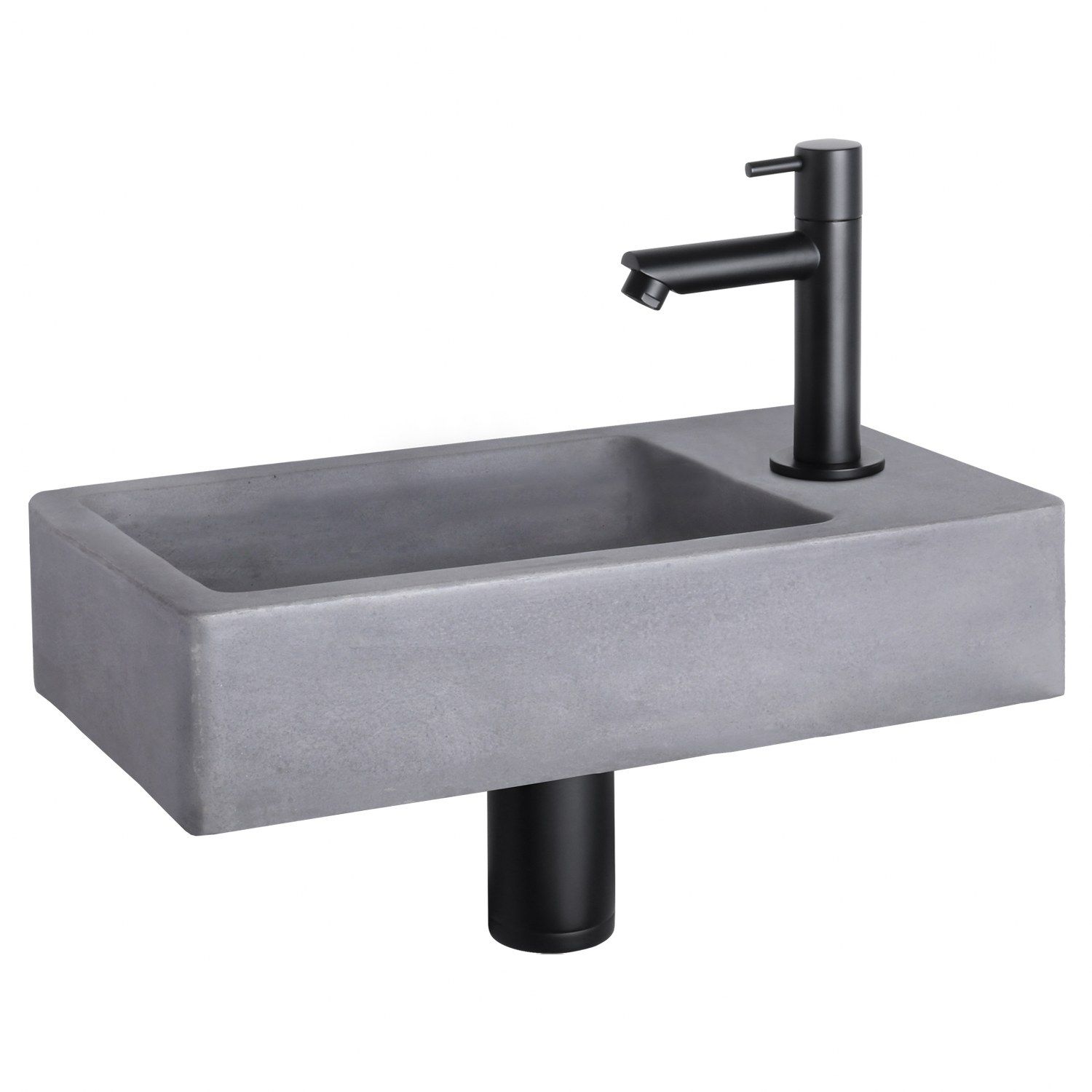 Differnz Differnz Force fonteinset beton donkergrijs - kraan recht mat zwart