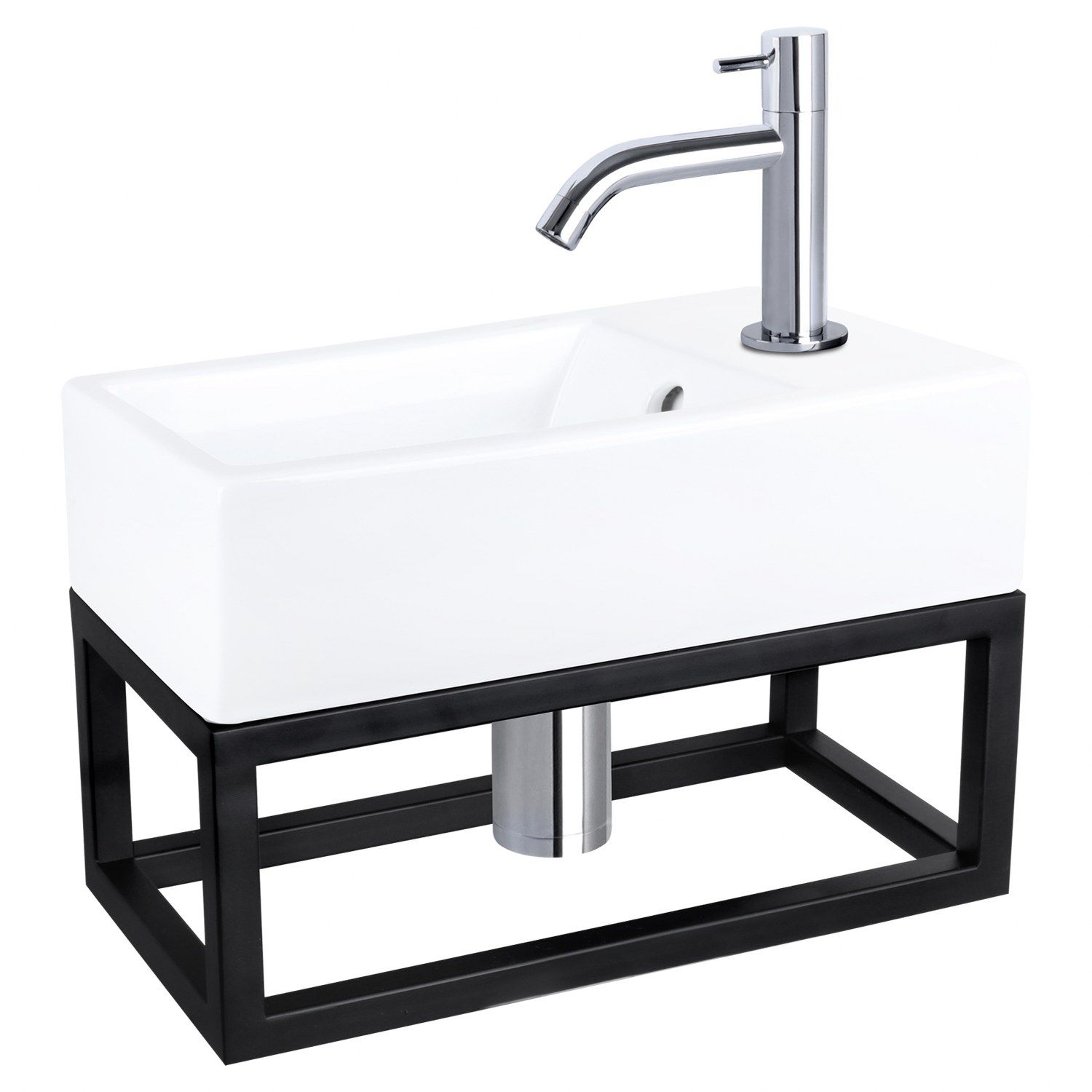 Differnz Differnz Force fonteinset keramiek - kraan gebogen - met handdoekrek chroom