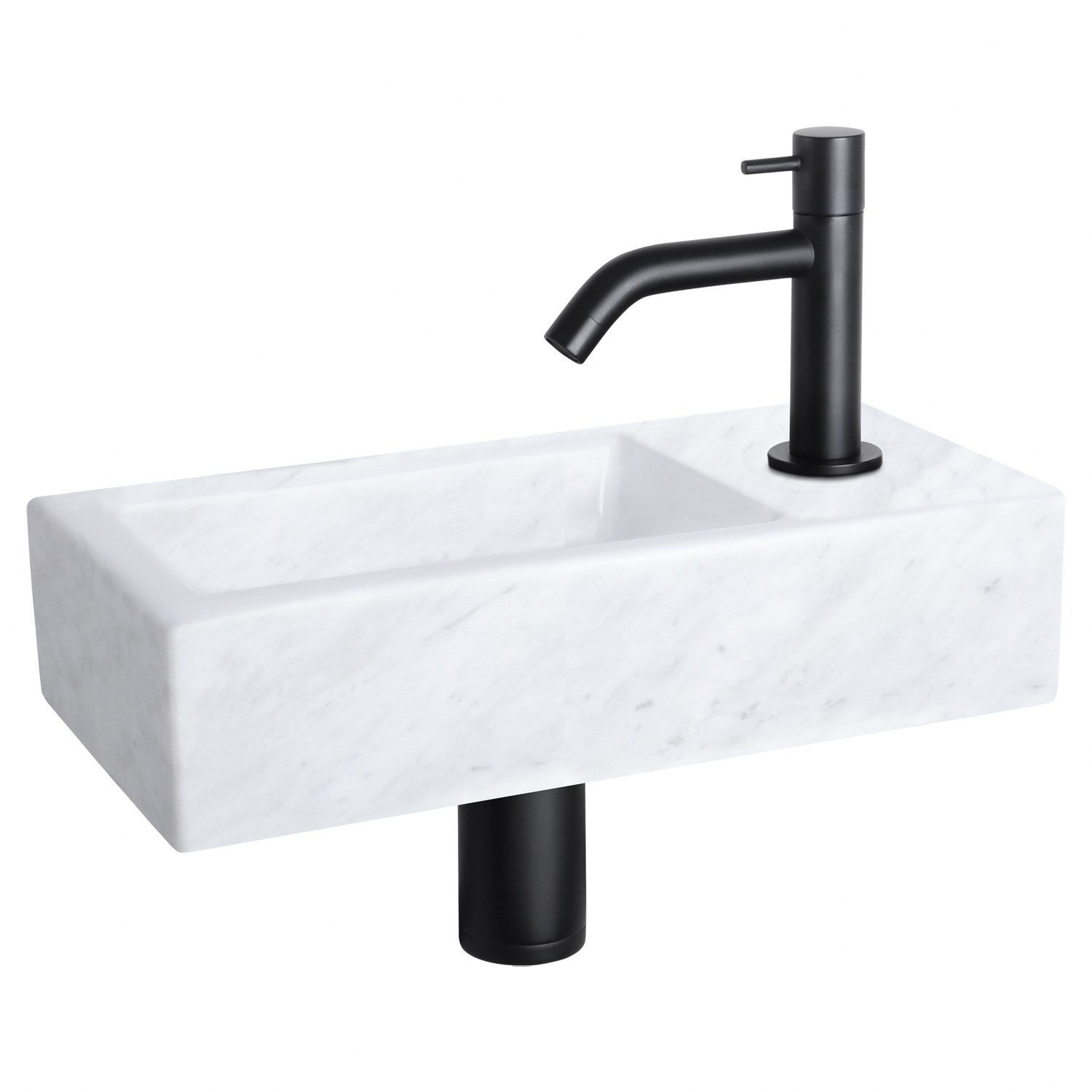 Differnz Differnz Helios fonteinset marmer - kraan gebogen mat zwart