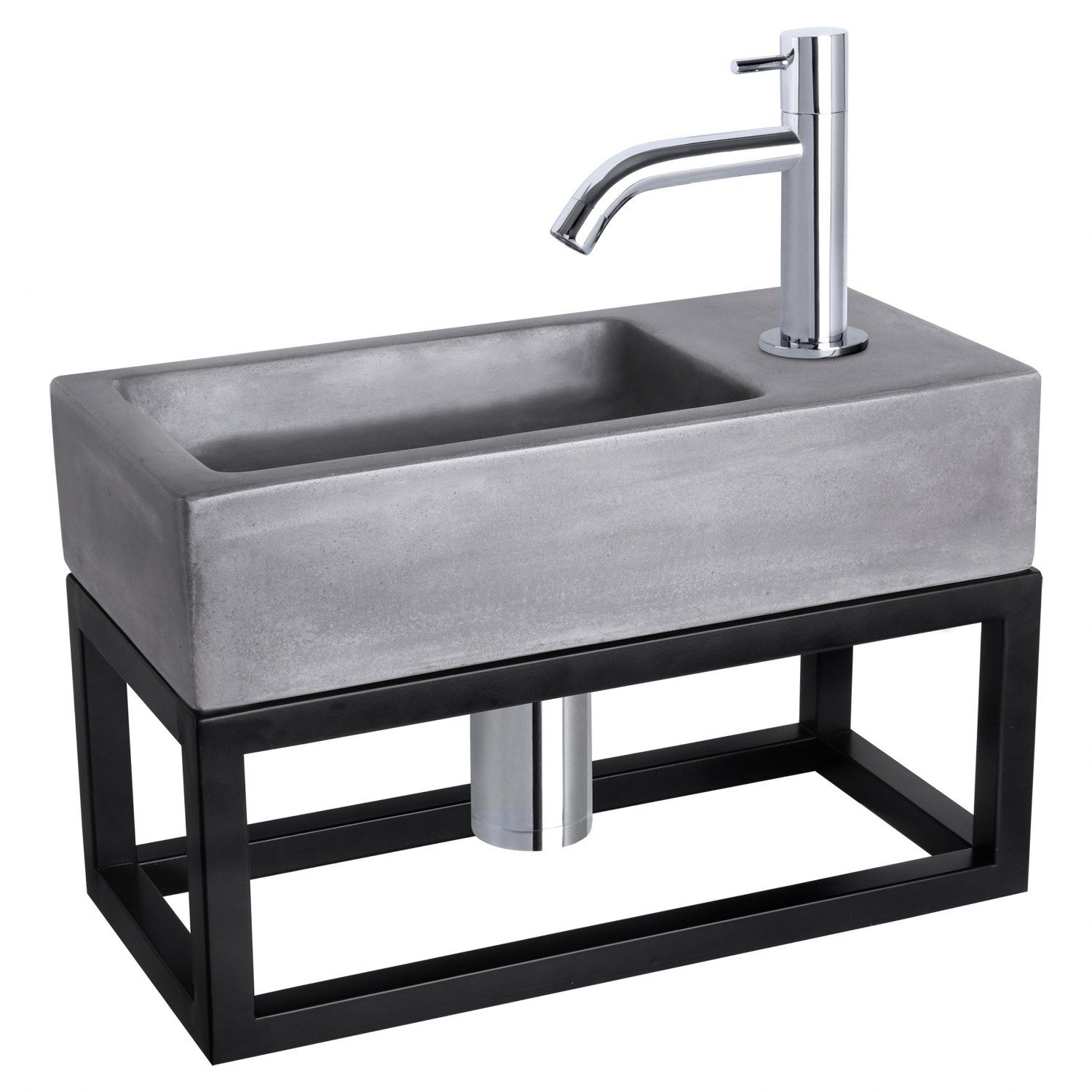 Differnz Differnz Ravo fonteinset beton donkergrijs - kraan gebogen - met handdoekrek chroom