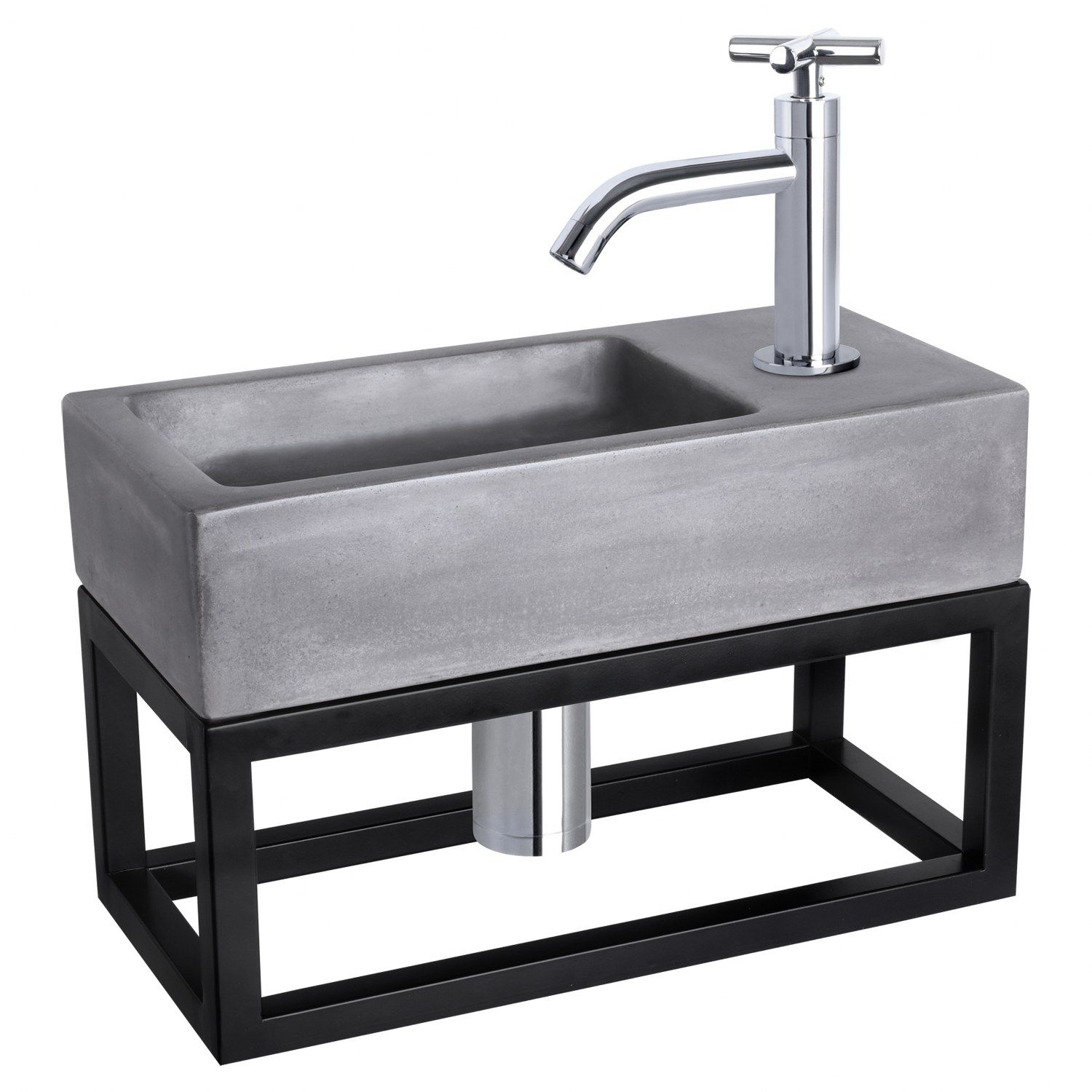 Differnz Differnz Ravo fonteinset beton donkergrijs - kraan kruis - met handdoekrek chroom