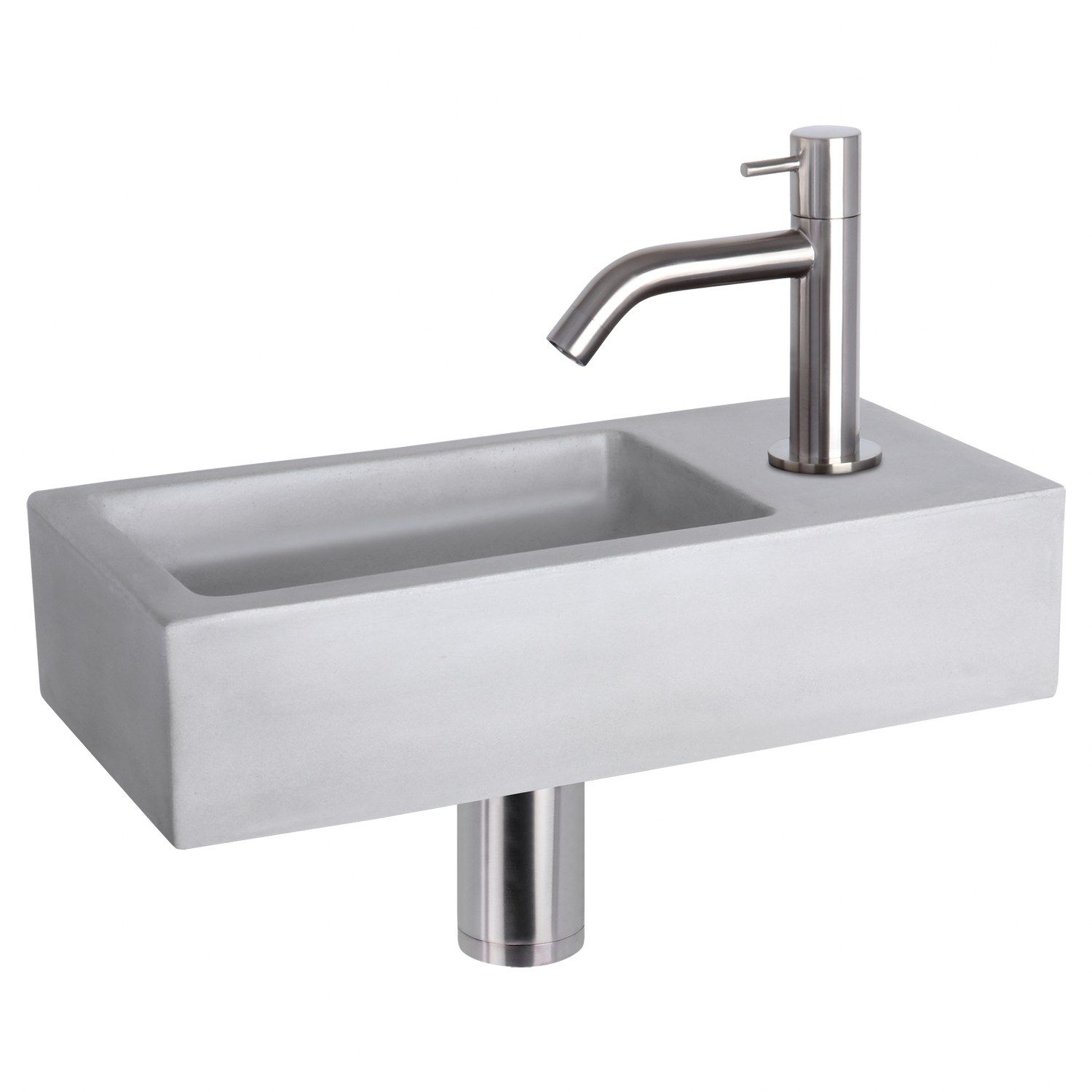 Differnz Differnz Ravo fonteinset beton lichtgrijs - kraan gebogen mat chroom