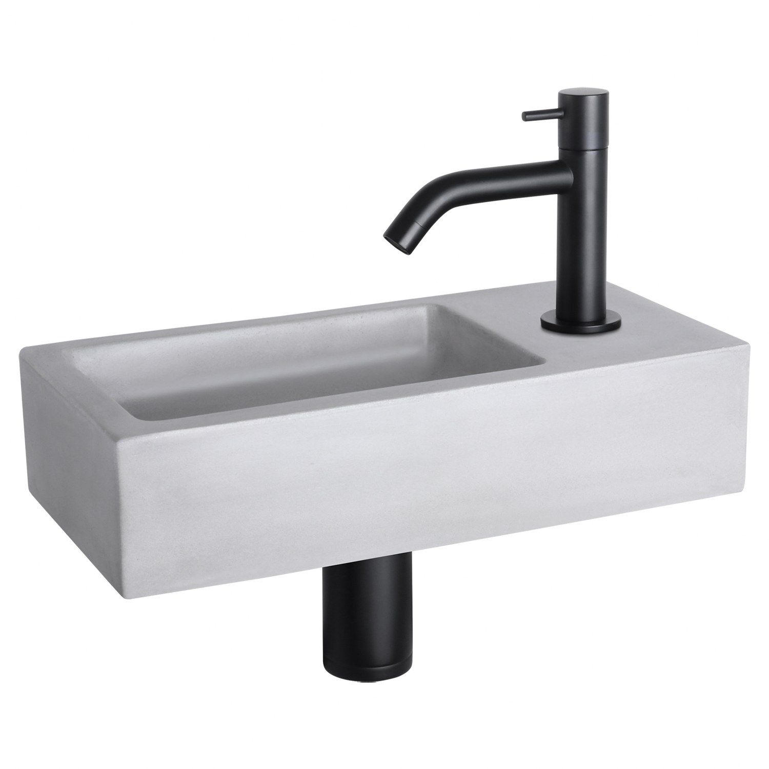 Differnz Differnz Ravo fonteinset beton lichtgrijs - kraan gebogen mat zwart