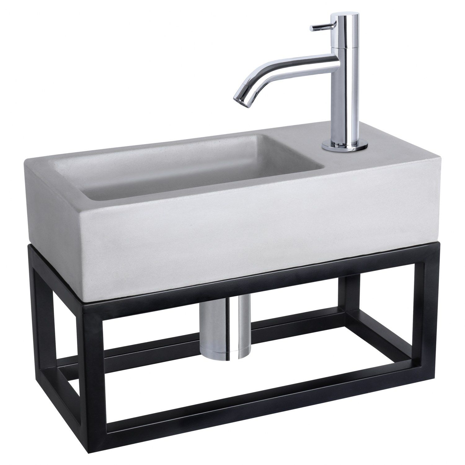 Differnz Differnz Ravo fonteinset beton lichtgrijs - kraan gebogen - met handdoekrek chroom