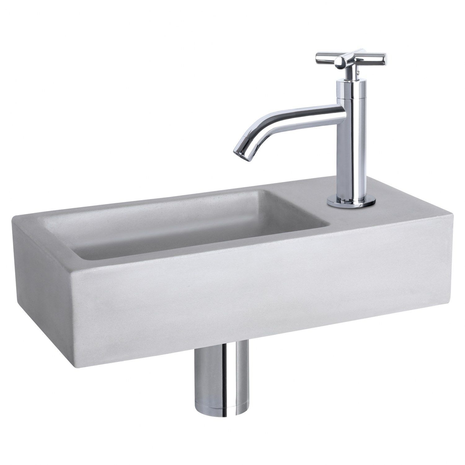 Differnz Differnz Ravo fonteinset beton lichtgrijs - kraan kruis chroom