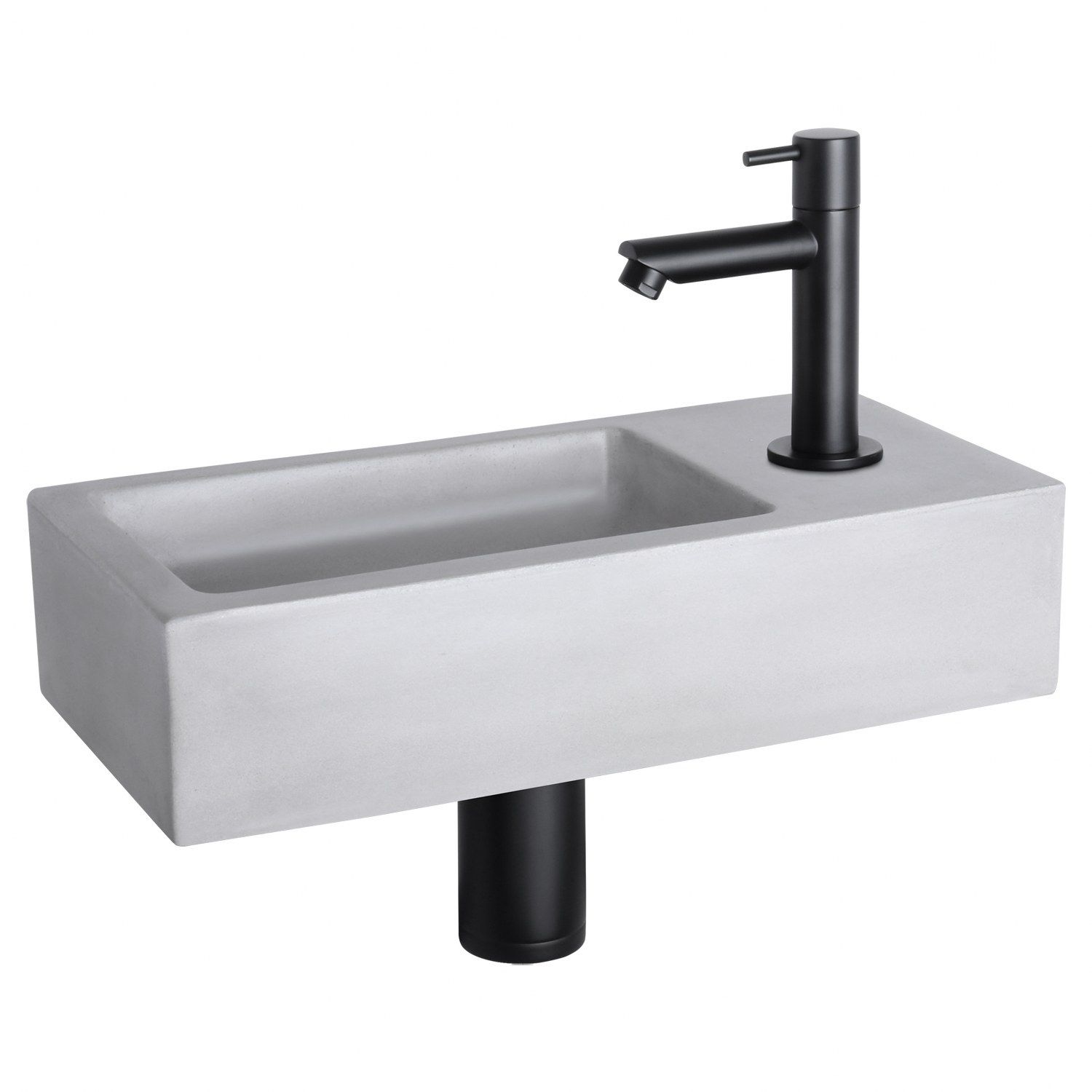 Differnz Differnz Ravo fonteinset beton lichtgrijs - kraan recht mat zwart