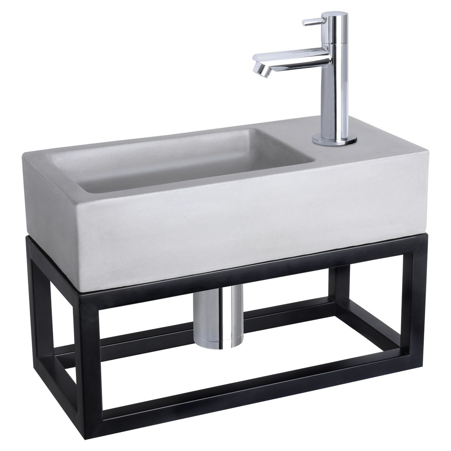 Differnz Differnz Ravo fonteinset beton lichtgrijs - kraan recht - met handdoekrek chroom