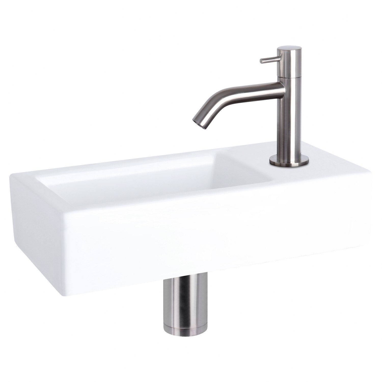 Differnz Differnz Ravo fonteinset keramiek - kraan gebogen mat chroom