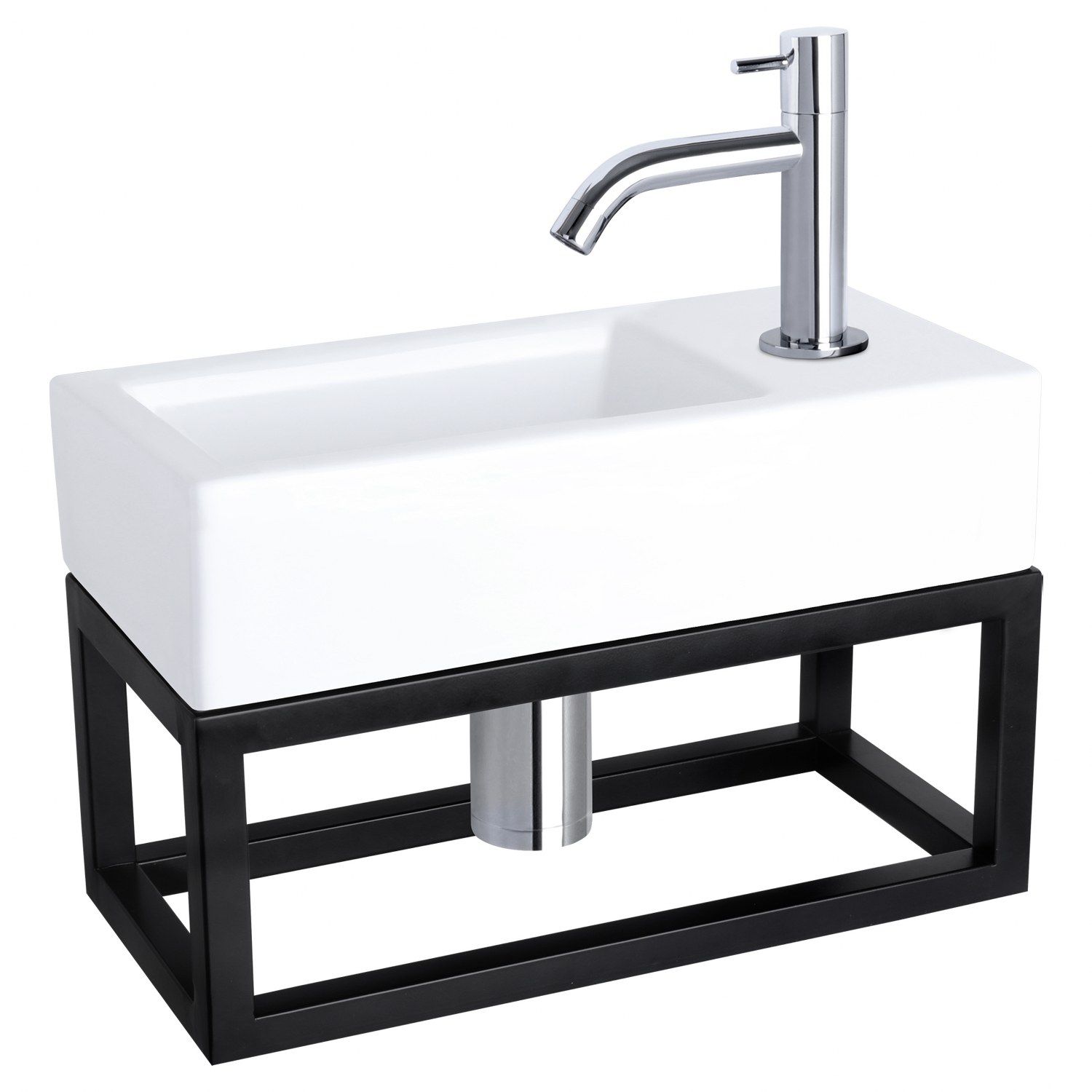 Differnz Differnz Ravo fonteinset keramiek - kraan gebogen - met handdoekrek chroom